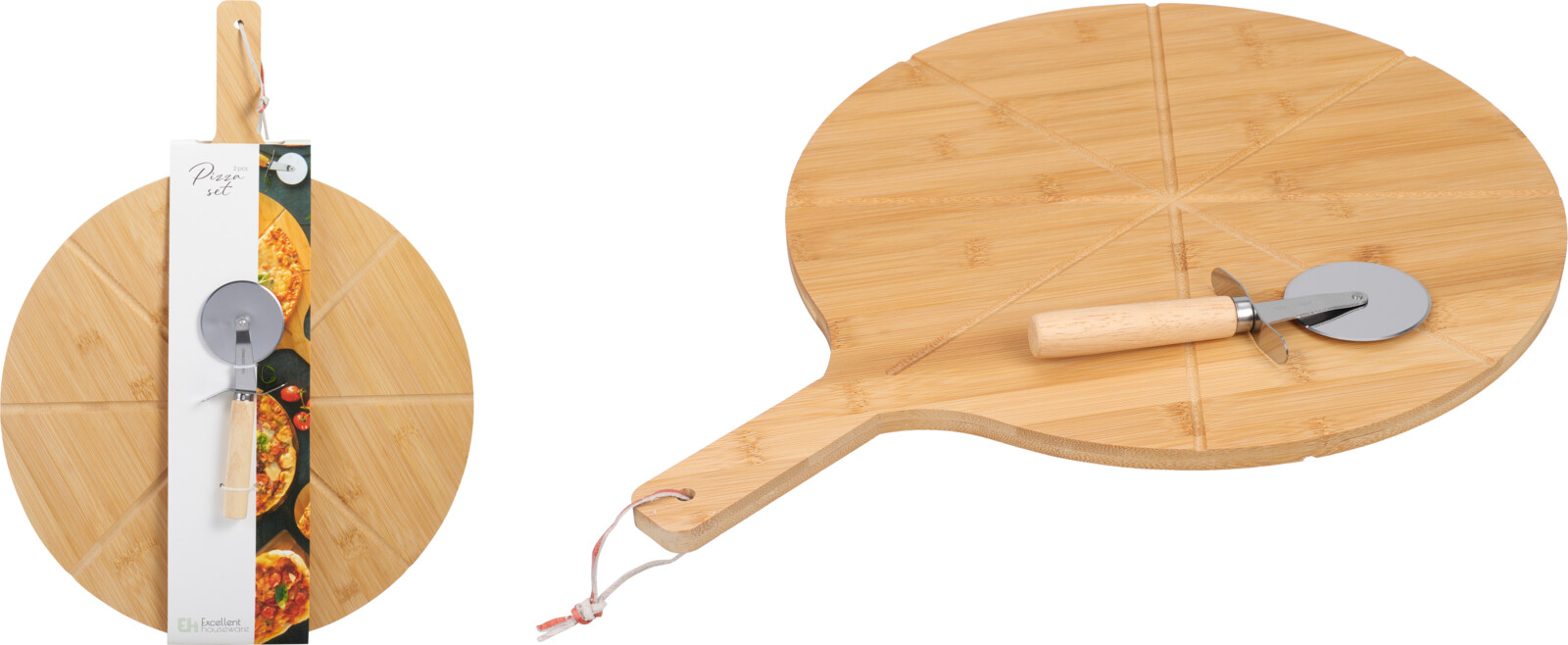 PIZZA CUTTINGBOARD SET BAMBOO