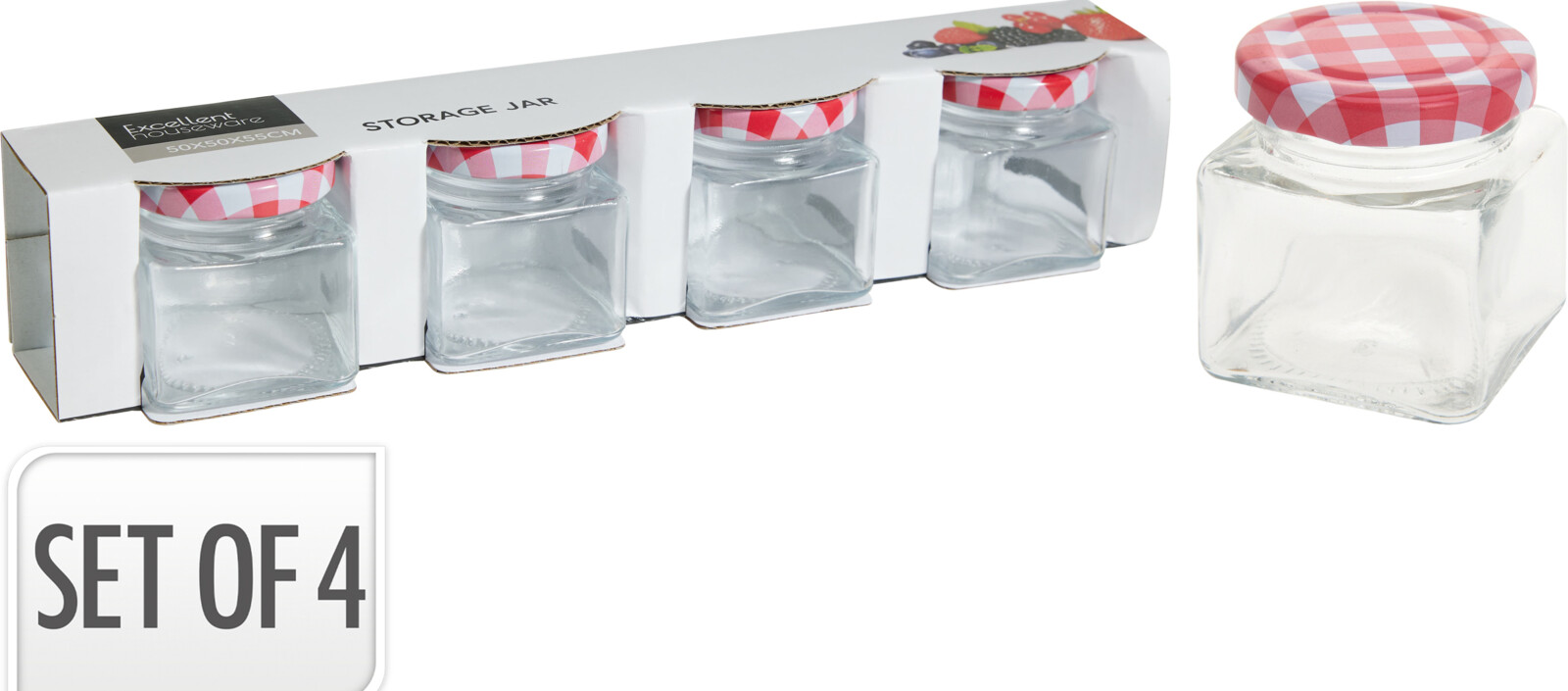 GLASS JAR SET GLASS 4PCS