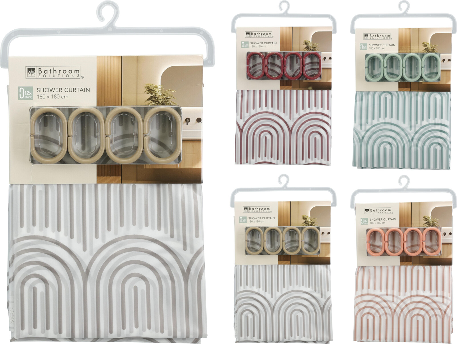 SHOWER CURTAIN 180X180CM 3ASS