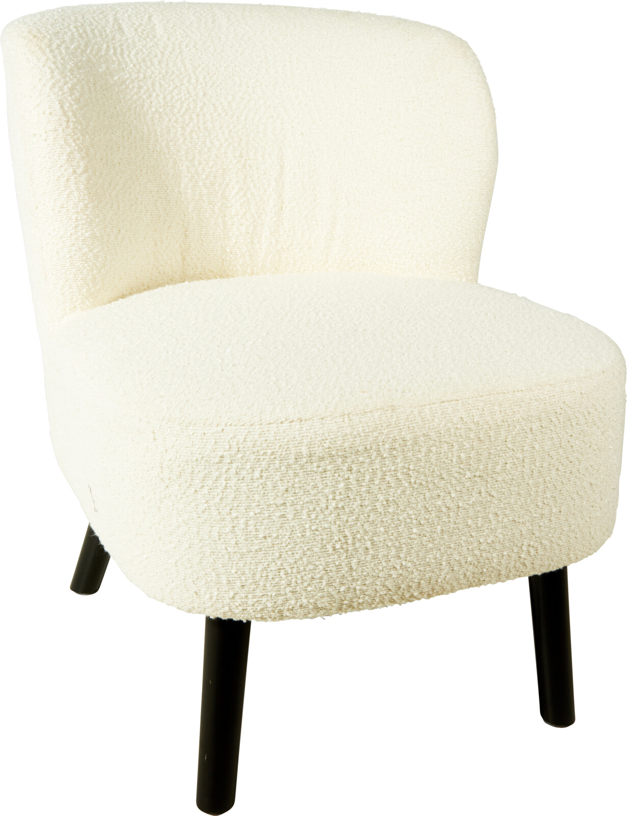 CHAIR WHITE BOUCLE BLACK LEGS