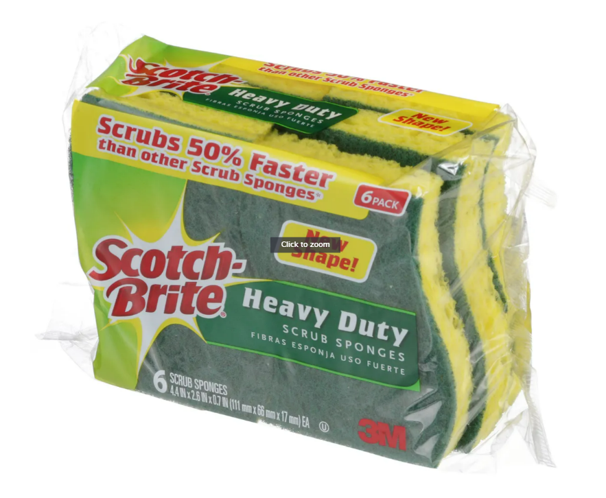 Scotch-Brite Heavy Duty Scrub Sponge, 6-Sponges