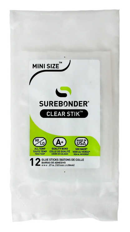 SUREBONDER Clear Hot Glue Sticks For High & Low Temperatures, Mini Size 4  - 12 Pack