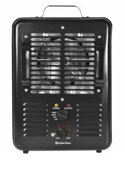 COMFORT ZONE Milkhouse Utility Heater, 2 Settings, Thermostat, Black Metal  | Valley Wide Cooperative