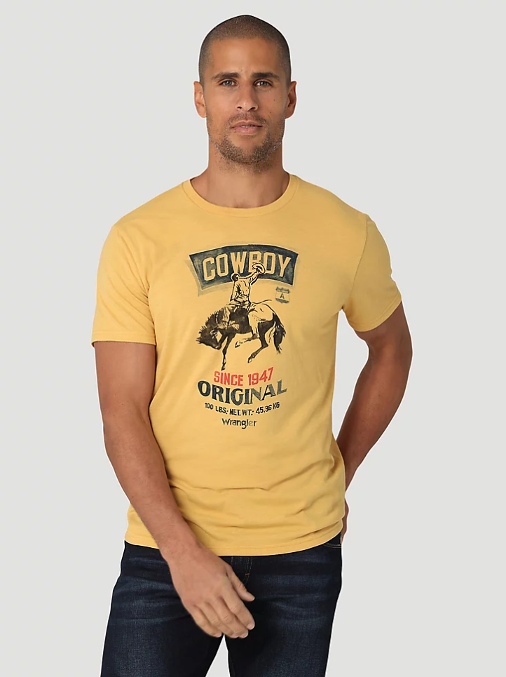 Wrangler Cowboy Seed Bag T-Shirt in Ochre Heather