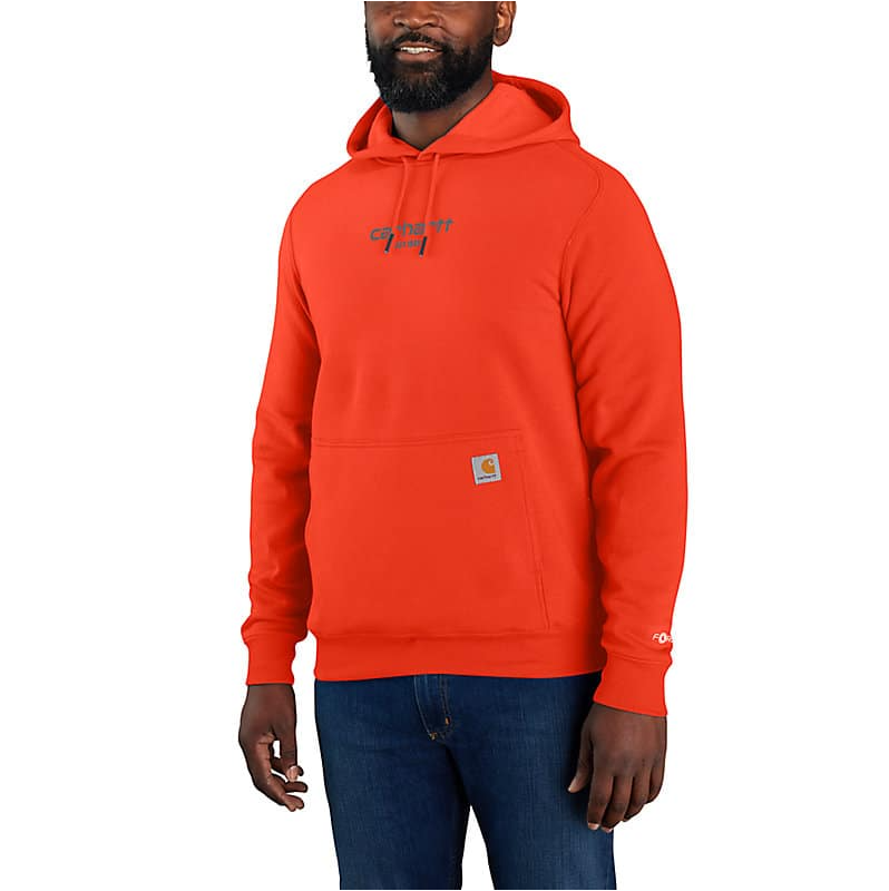 MENS CARHARTT FORCE® RELAXED FIT LIGHTWEIGHT LOGO GRAPHIC HOODIE, CHERRY  TOMATO, XLT | Valley Wide Cooperative