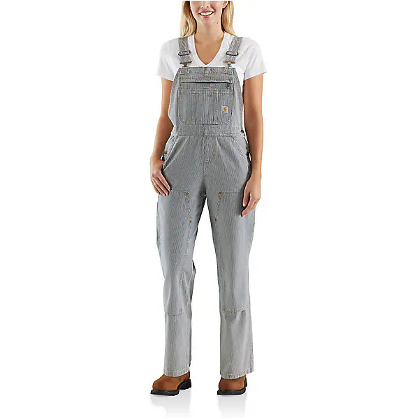 CARHARTT WOMEN'S RELAXED FIT DENIM RAILROAD STRIPE BIB OVERALL