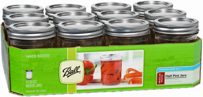 Ball Regular Mouth 4oz Quilted Pint Mason Jars, 12 Count