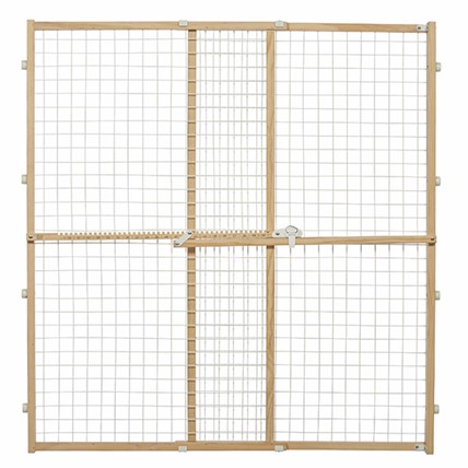 Wood Pet Gate with Wire Mesh 44"