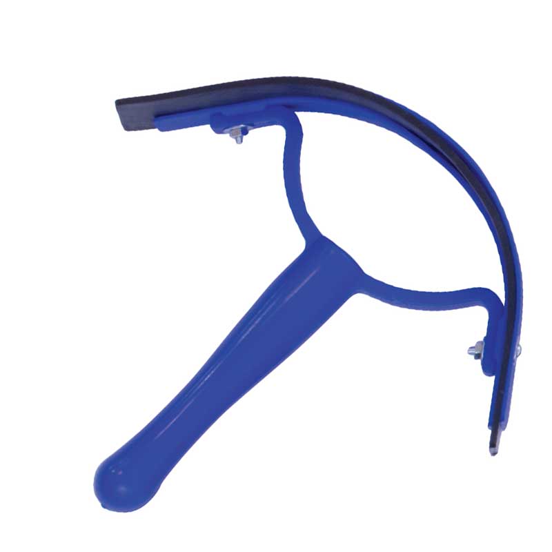 Plastic Equine Sweat Scraper with Handle & Rubber Blade Blue
