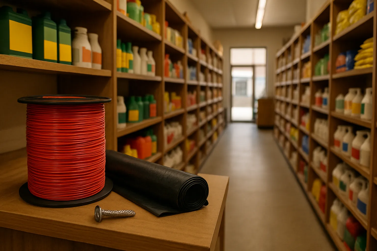 The shop floor of an independent agrochemicals and apparel shop in Bridgetown, na