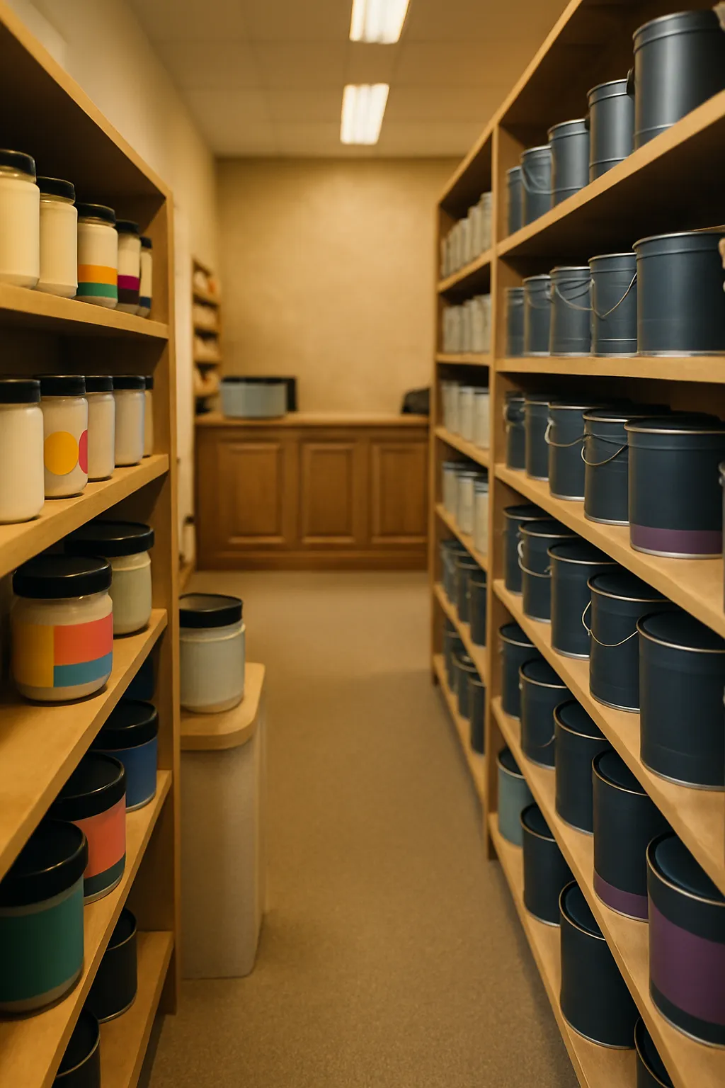 Inside an independent benjamin moore paint and faux finishes shop in Scottsdale, AZ