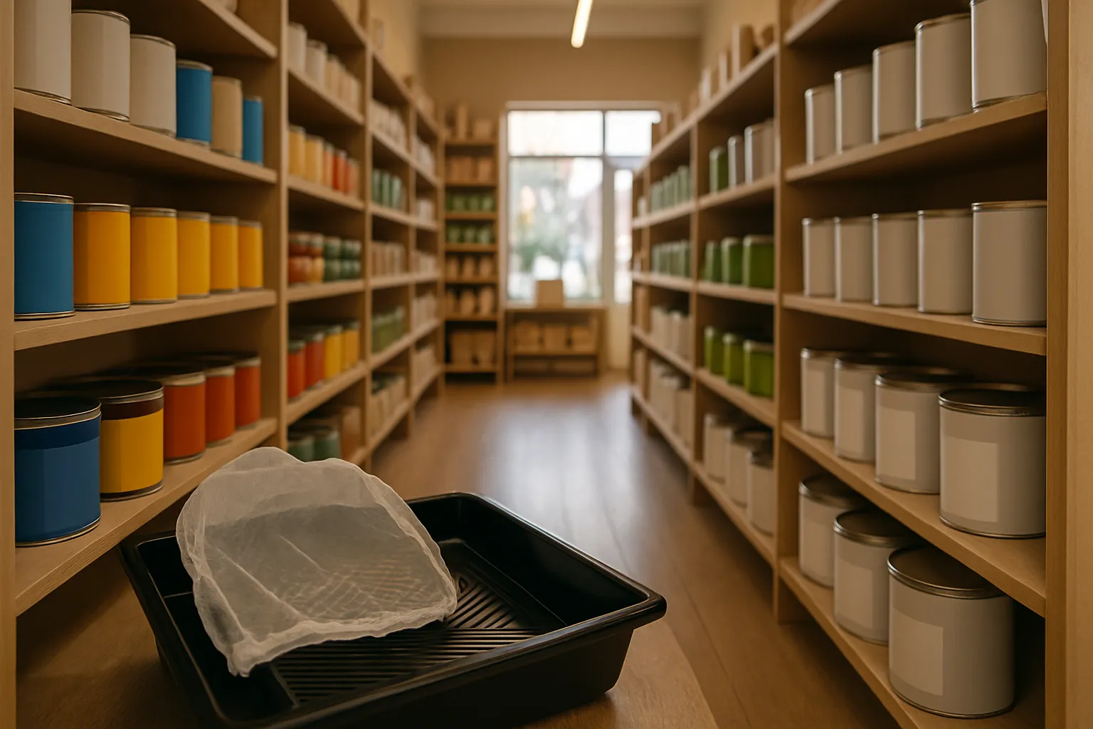 The shop floor of an independent saman stains and tools shop in Calgary, AB