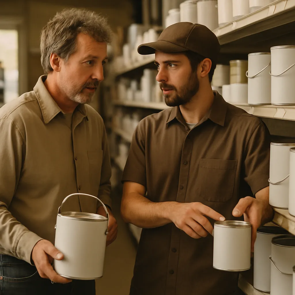 Two colleagues checking stock together in the aisle