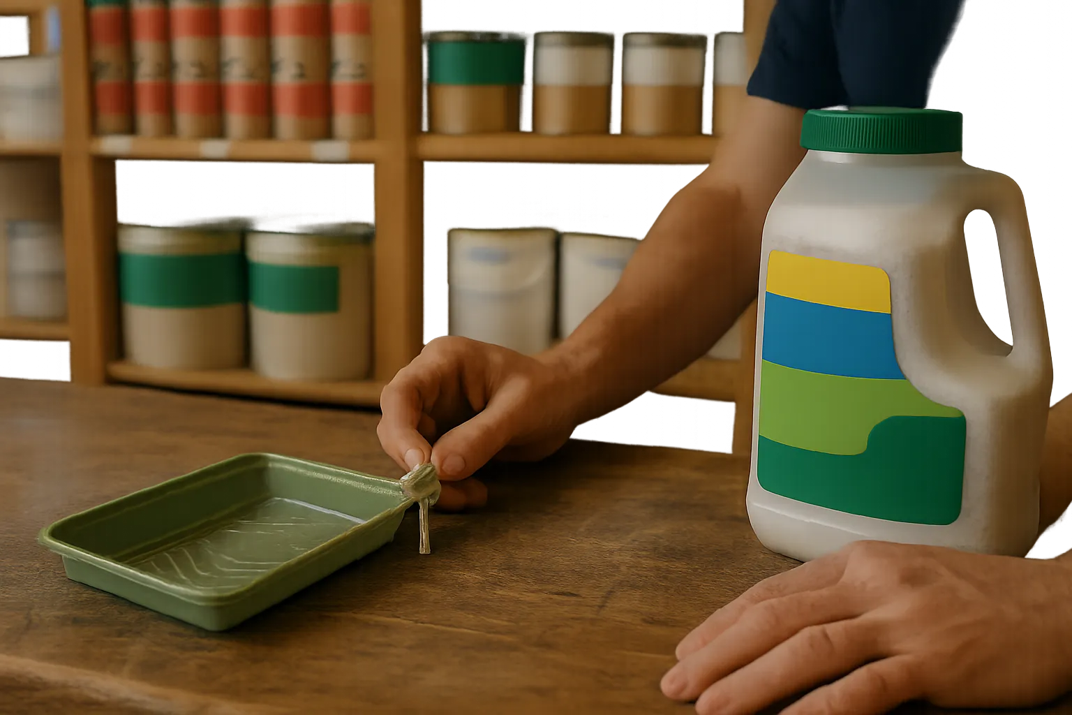 The service counter of an independent benjamin moore paint shop in Peabody, MA