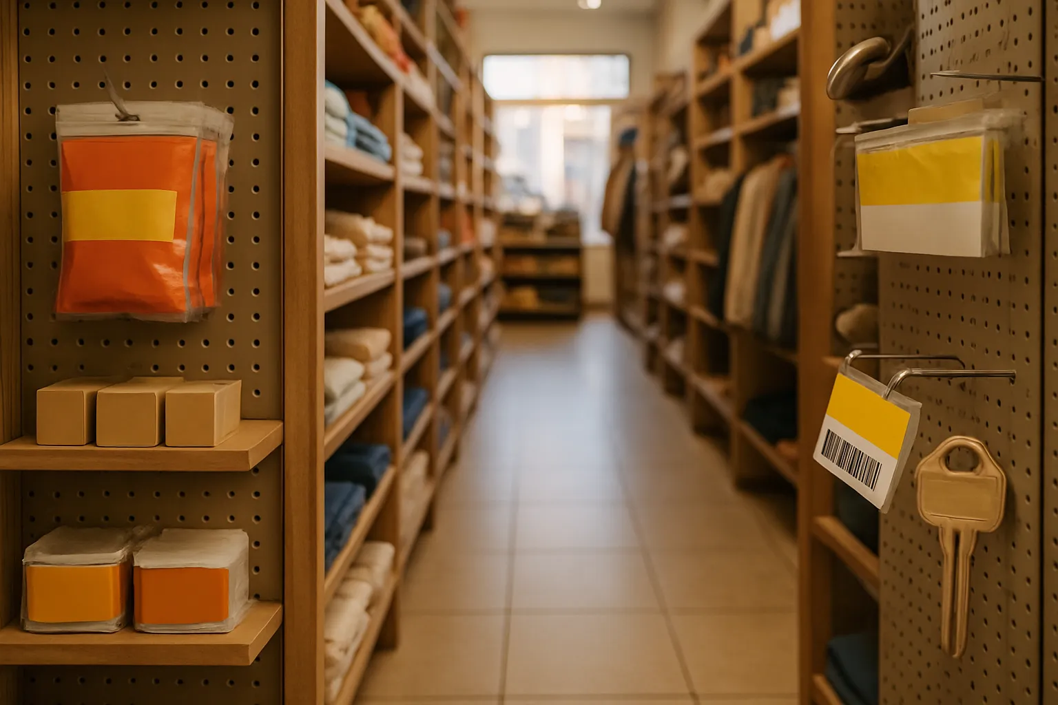 The shop floor of an independent apparel / clothing / safety gear / personal care shop in Delmont, PA