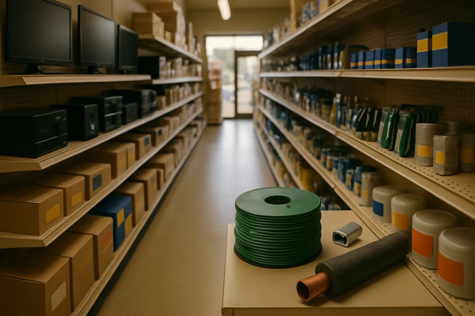 The shop floor of an independent appliances and home entertainmen and automotive shop in Industry, TX