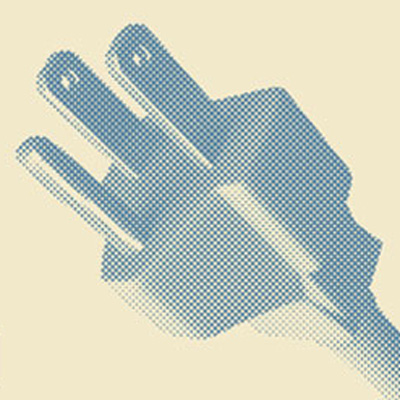 Half-tone image of male end of extension cord