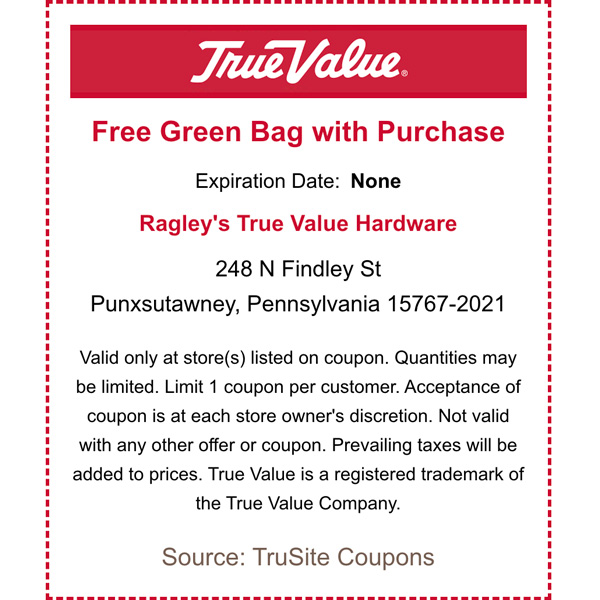 Free green bag with purchase coupon