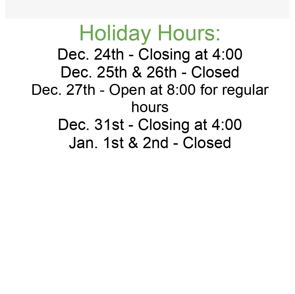 Holiday Hours