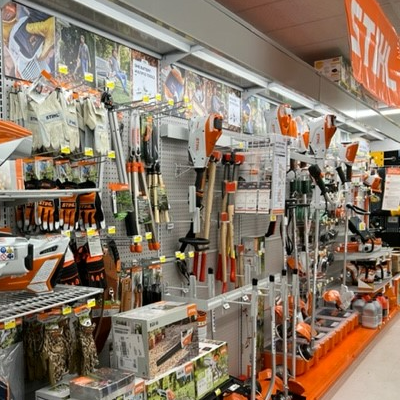 We carry Stihl Battery products.  Most of the assecories we carry will work with either battery or gas powered Stihl products.