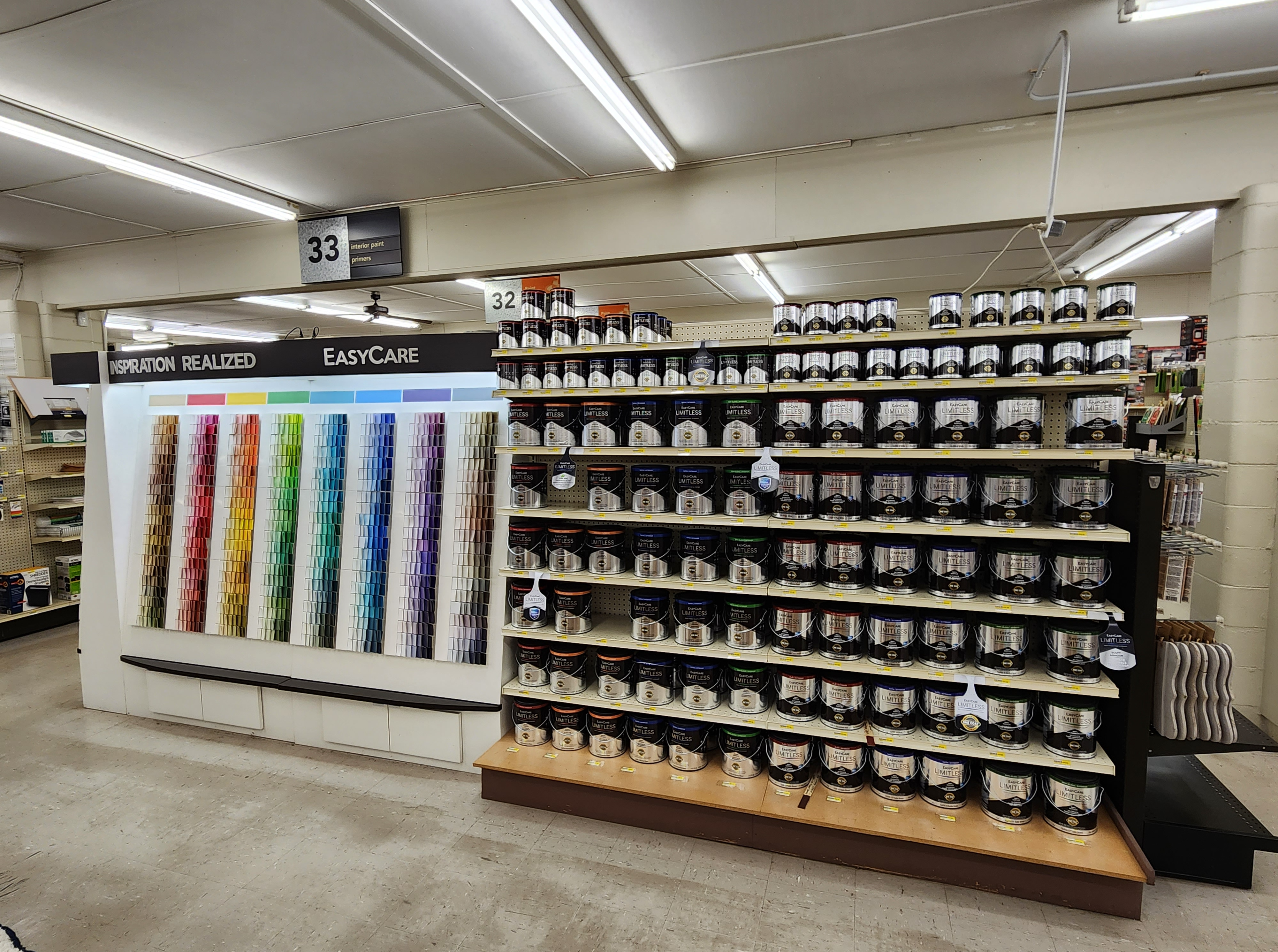 Our Paint Dept features some of the best paint available in EasyCare Everyday, Ultra Premium and Limitless.  We can custom match any sample you have as well as Benjamin Moore, Sherwin Williams & Behr