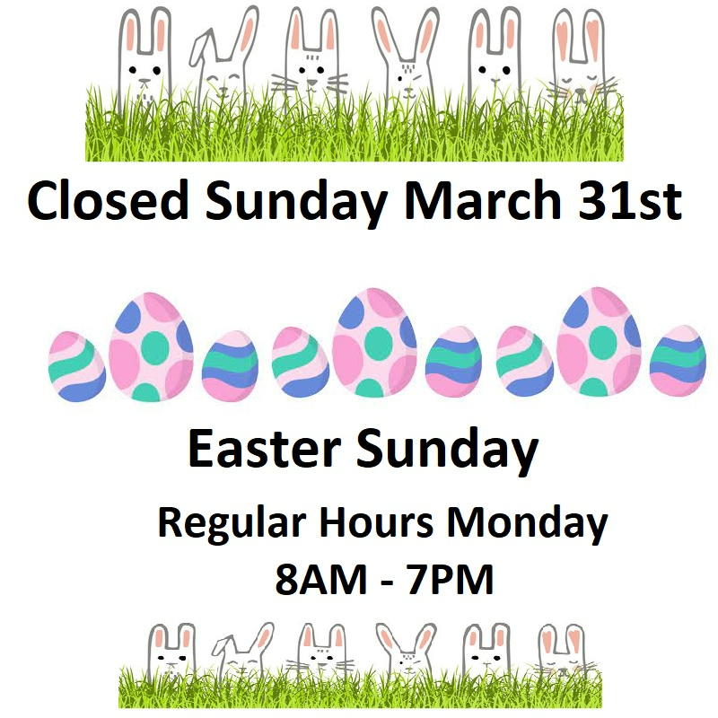 Closed Easter Sunday