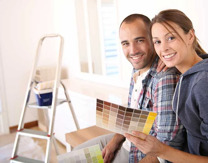 Couple choosing paint colors