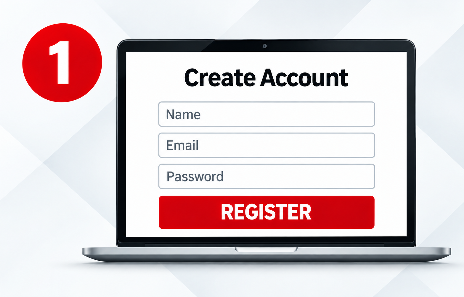 Create Account form on a laptop screen