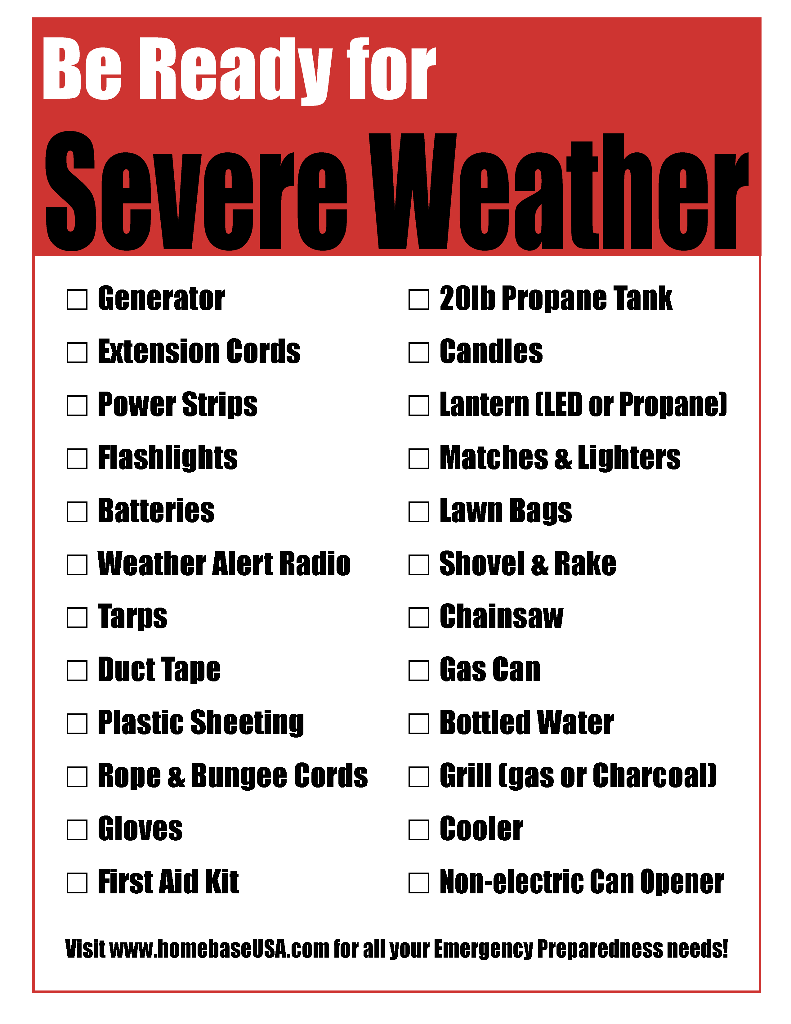 Be Ready for Severe Weather checklist preview