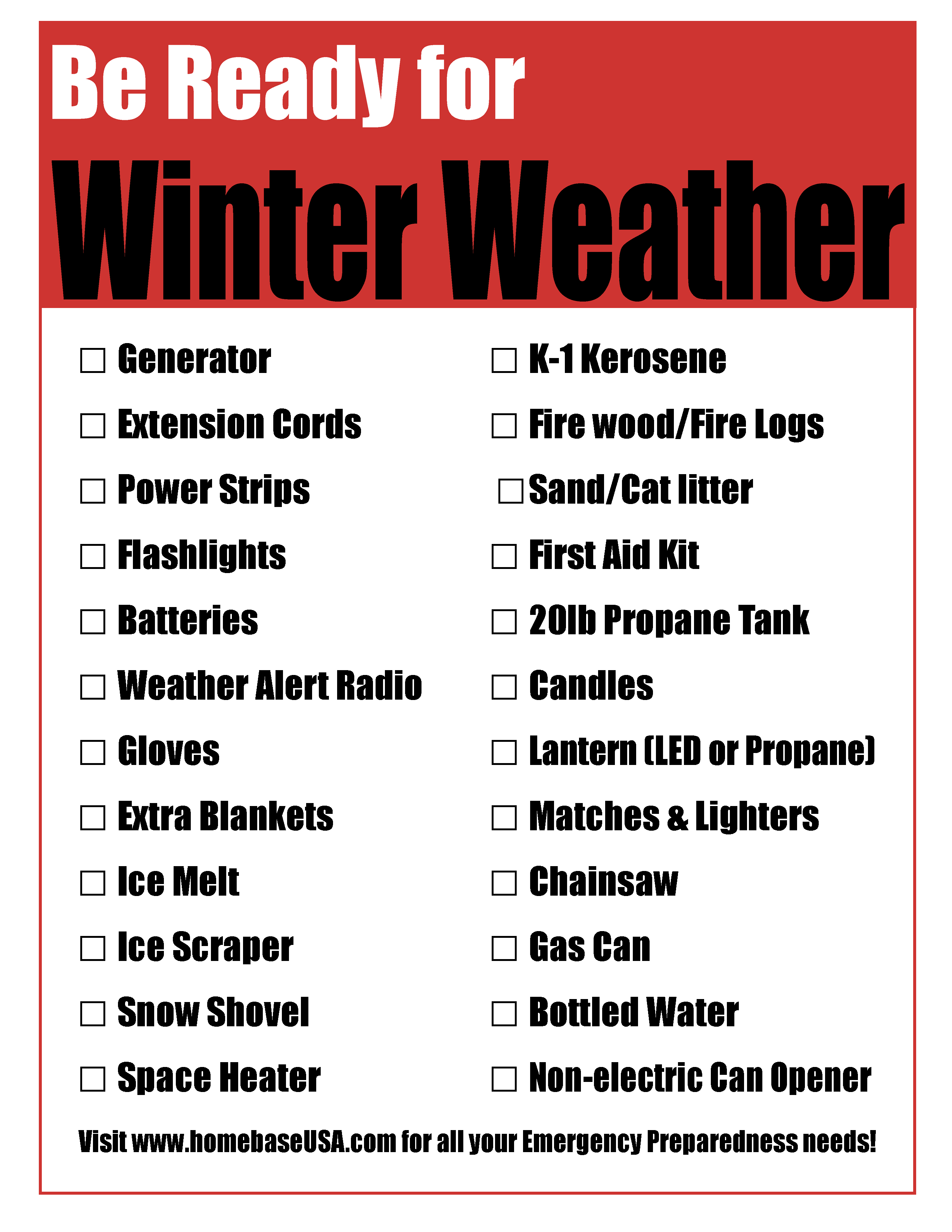 Be Ready for Winter Weather checklist preview