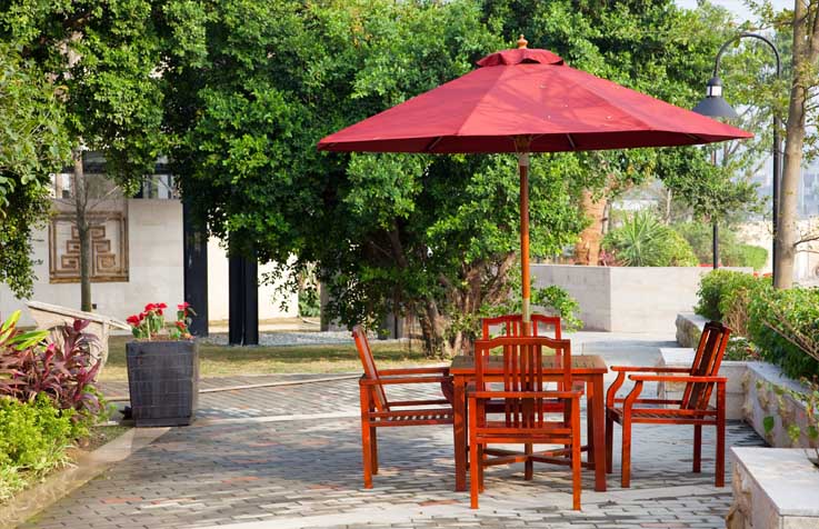 Shaded backyard patio