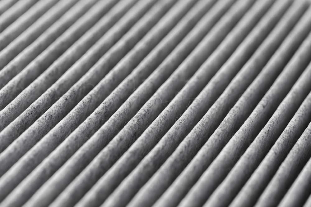 Close-up of a pleated air filter