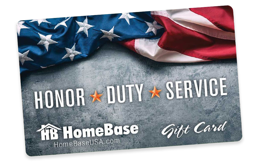 HomeBase gift card with an American flag design