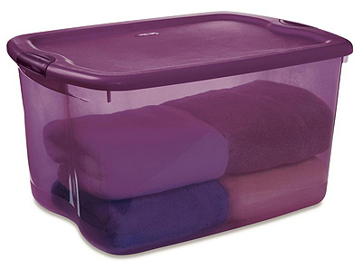 Sterilite Clear & Fuchsia 64-Quart Latching Storage Tote