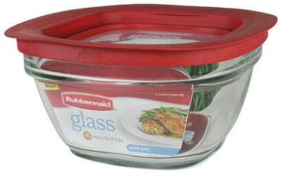 4-cup Glass Food Storage Container with Red Lid
