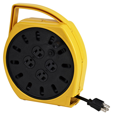 ALERT STAMPING & MFG Multi-Plug Cord Reel, 4 Outlets, Circuit Breaker