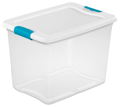 Sterilite 14489604 Storage Tote Clear/Blue 26 gal.