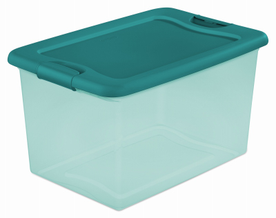 Clear & Teal 32-Quart Latching Storage Tote