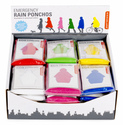 Emergency Rain Poncho, Assorted Colors 