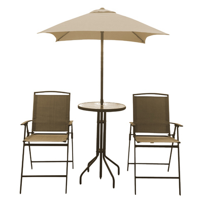 4 Pc Bar Height Patio Dining Set 2, Outdoor Furniture With Umbrella Set
