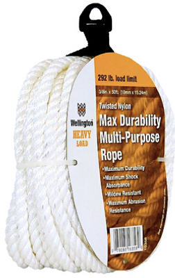 Wellington 3/8 in. D x 50 ft. L White Twisted Nylon Rope