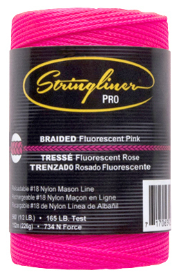 STRINGLINER - Braided Nylon Line Reel, 1/2 lb. Fluorescent Pink
