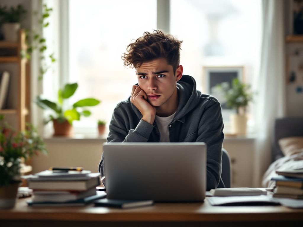 Teenager studying showing adolescent brain vulnerability