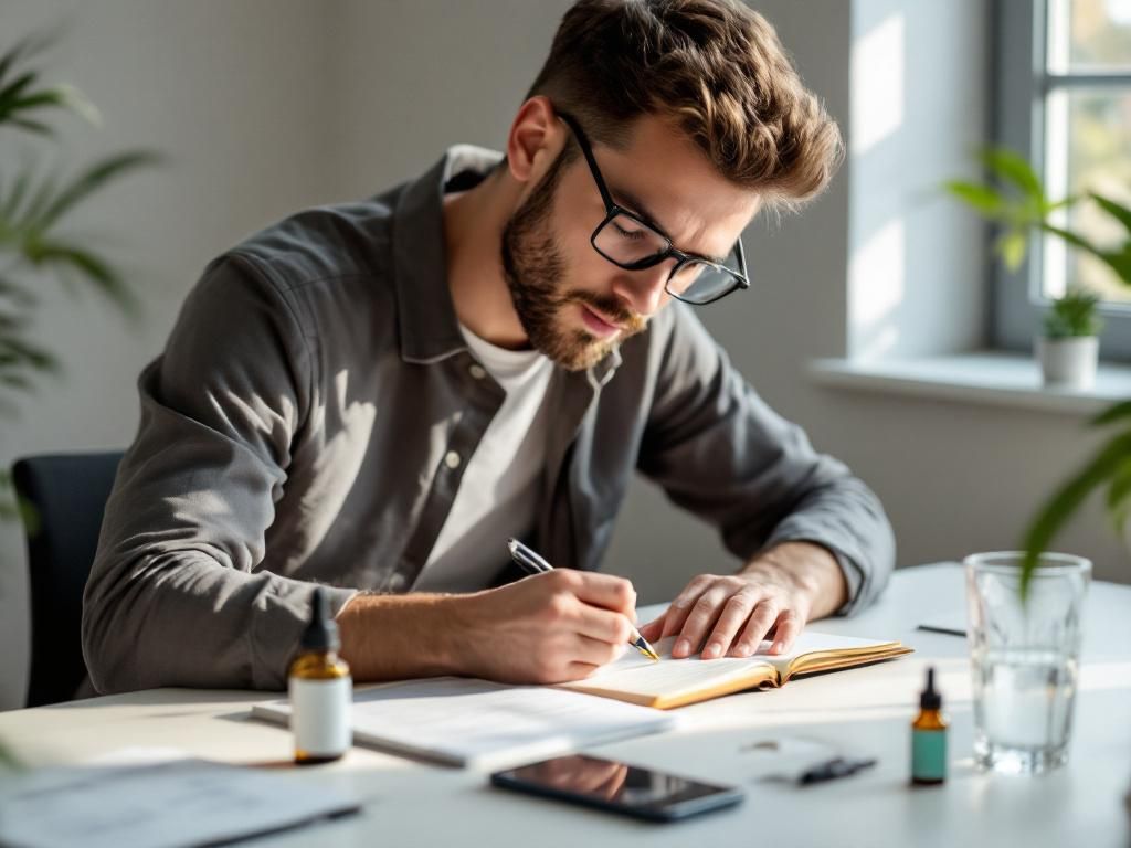 Adult maintaining focus routine with cannabis microdosing