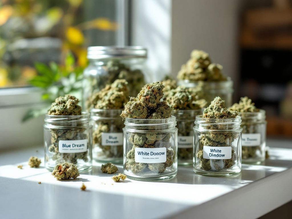 Popular budget-friendly cannabis flower strains in jars