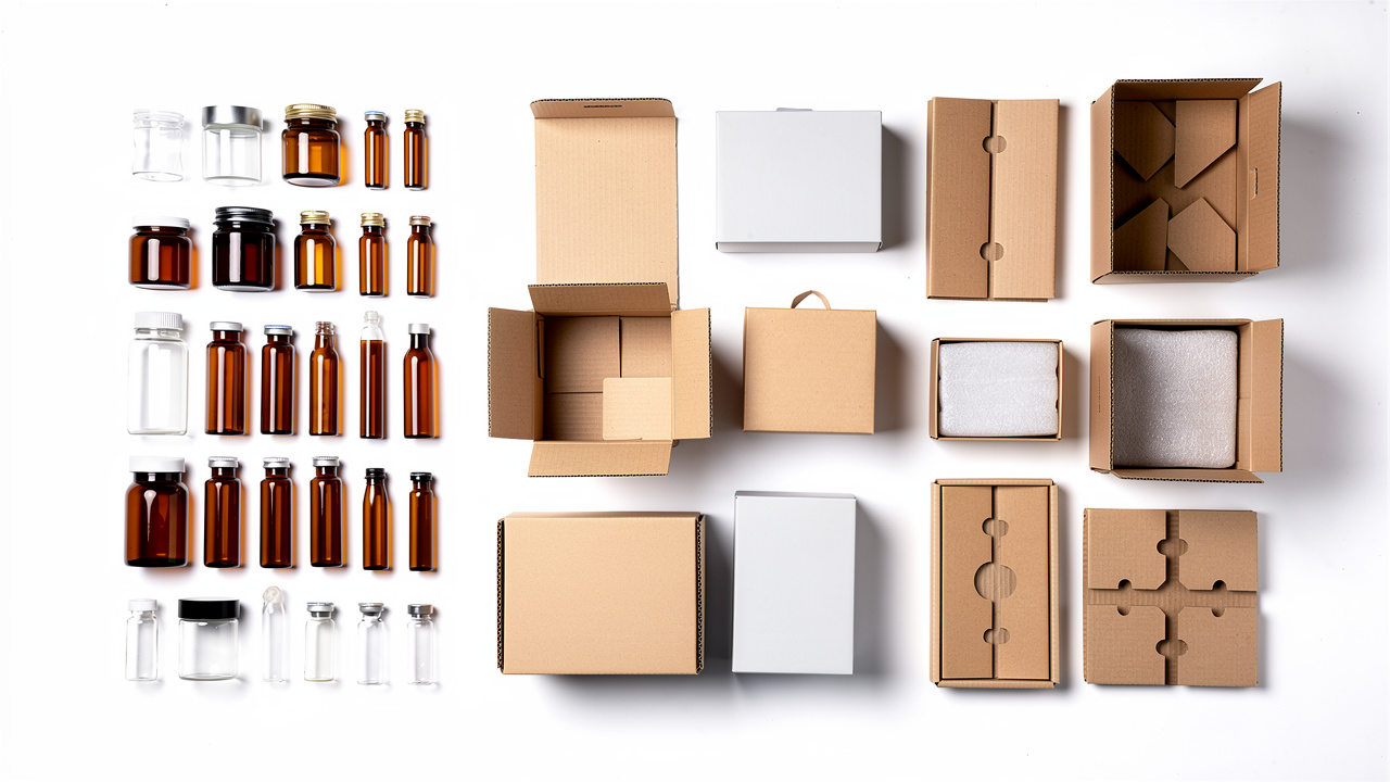Array of materials representing each packaging level and purpose