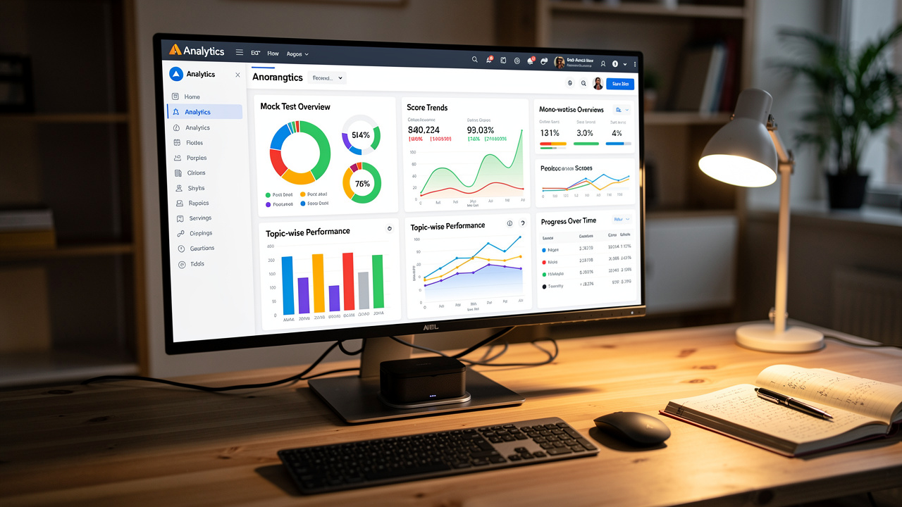 Detailed mock test analytics dashboard showing performance metrics
