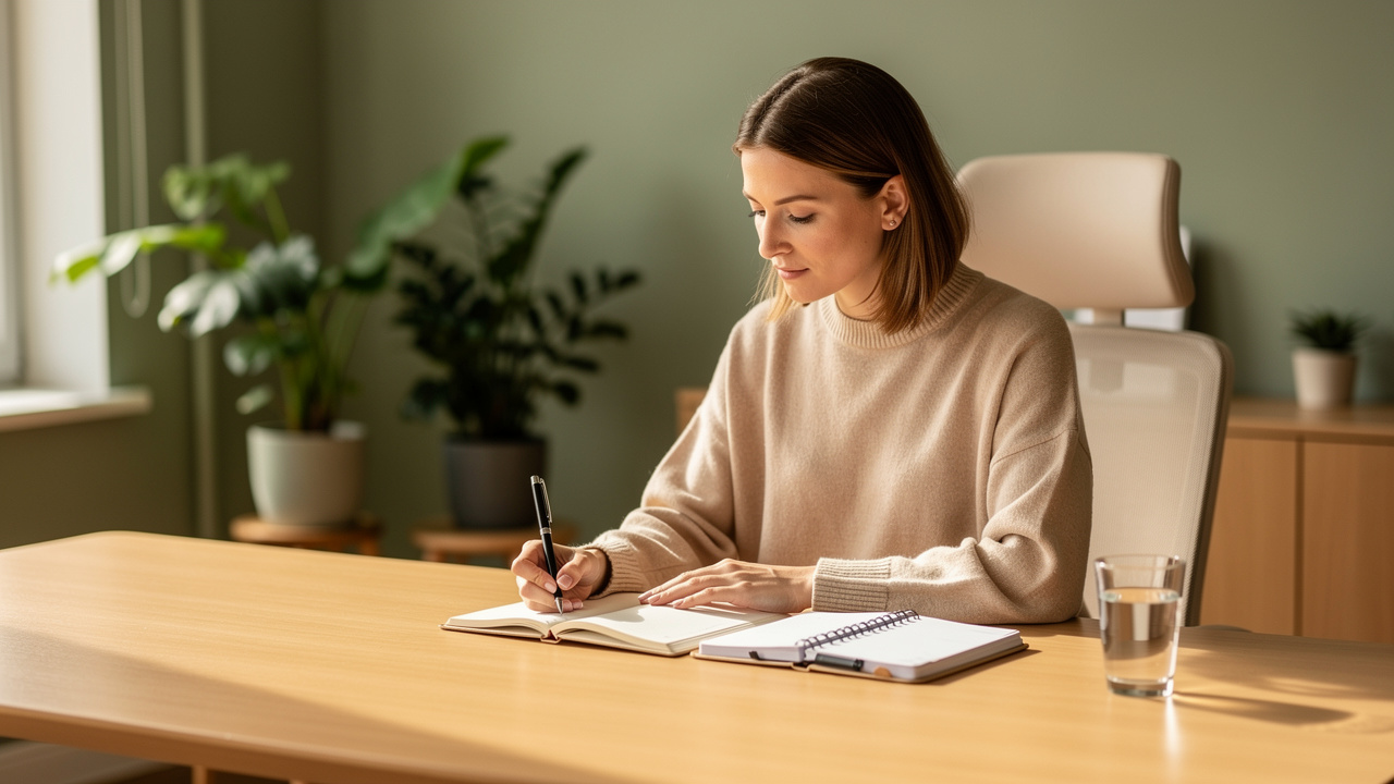 Leader preparing notes and planning for a difficult conversation