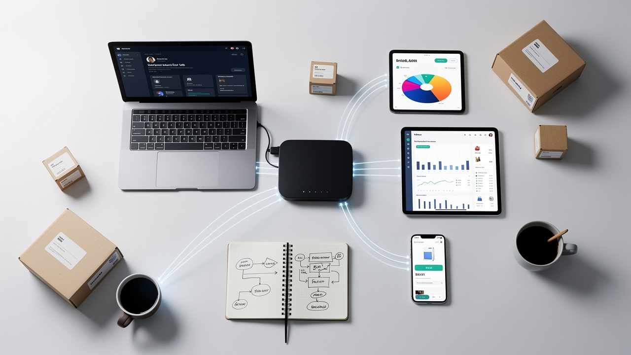Connected devices illustrating e-commerce AI tech stack integration
