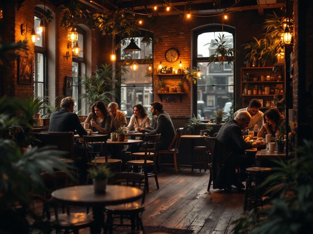 Traditional Amsterdam coffeeshop atmosphere